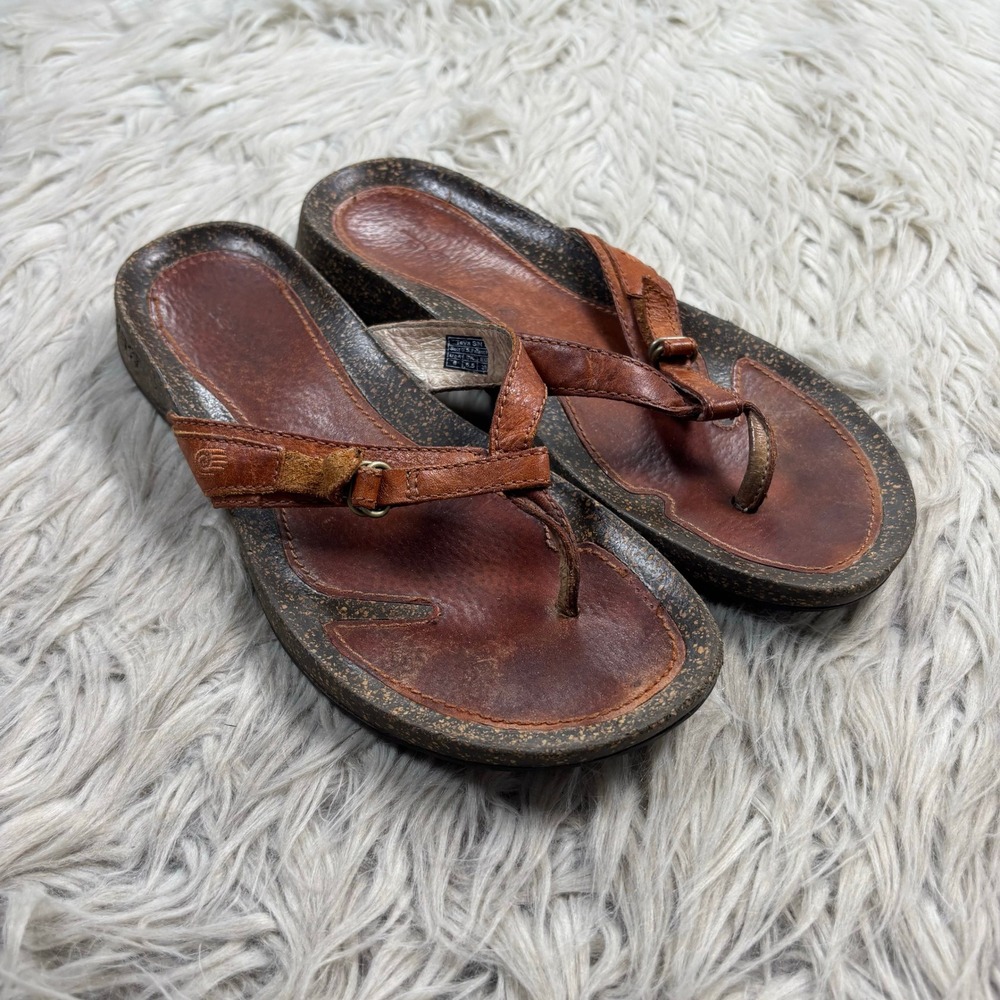 Teva Women's 8 Brown Leather Ventura Flip-Flop Sandals Boho Beach Granola Girl